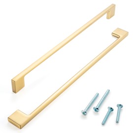 ASKANO Pack of 1, 11-5/16 Inch Hole Centers, Brushed Gold Wide Foot Kitchen Cabinet Pull Handle ZP2205 | Solid Hardware for Drawer, Dresser, Bathroom, Vanity, Furniture Door, Cupboard, Bedroom, 11.3"