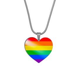Nanafast Heart Necklace - Stainless Steel Rainbow Pride Necklace for Women & Men - Horizontal