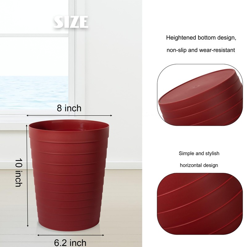 UUJOLY Small Bathroom Trash Can Wastebasket, Plastic Garbage Bin Container
