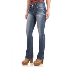 WallFlower Women's Legendary Bootcut Mid-Rise Insta Stretch Juniors Jeans (Standard and Plus), Keller, 13 Short
