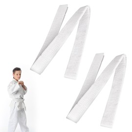 YHNDECO Pack of 2 Taekwondo Belts, White Karate Belt, 180 cm Judo Belt, Cotton, for Teenagers, Adults, Martial Arts Belt