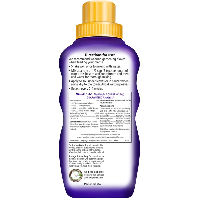 Espoma Organic Violet! 8-Ounce Concentrated Plant Food – Plant Fertilizer