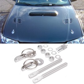 SDeelCase Silver Steel Hood lock Pin Mount Security Hardware Latch Kit For Subaru Mazda