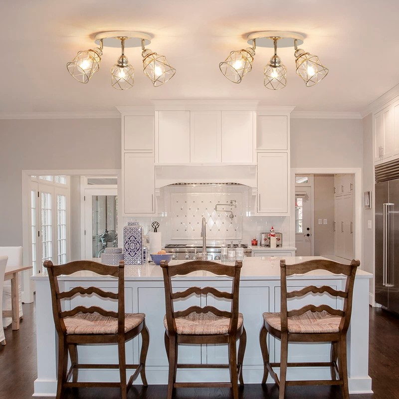 ABEAJAT Kitchen Light Fixtures - 3-Lights Multi-Directional Ceiling Lamp with