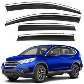 CXZHAZD Shatterproof Tape-On Rain Guards for Honda CR-V 2012-2016 with Stainless Steel Chrome Trim, Out-Channel Window Deflectors Vent Window Visors Rain Sun Wind Guards Shade Deflectors, 4 pcs