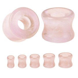 ZS 1 Pair Double Flared Nature Stone Ear Tunnel Plugs Gauges for Ear, 4G 2G 0G 00G 1/2" Gauge Earrings Piercing Jewellry for Men Women (Pink, 1/2")