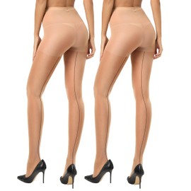 CozyWow 20 Denier Sheer Tights for Women,High Waist Control Top Silk Stockings,Comfortable Women's Pantyhose with Reinforced Toes 2H_M