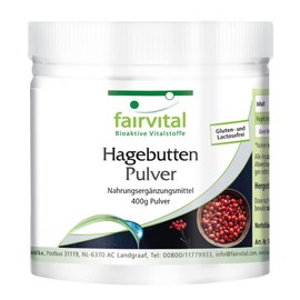 Fairvital Rose hip powder 400 g - 100% pure without additives - natural source for vitamin C - 100% vegan - quality tested and high dosage - made in Germany