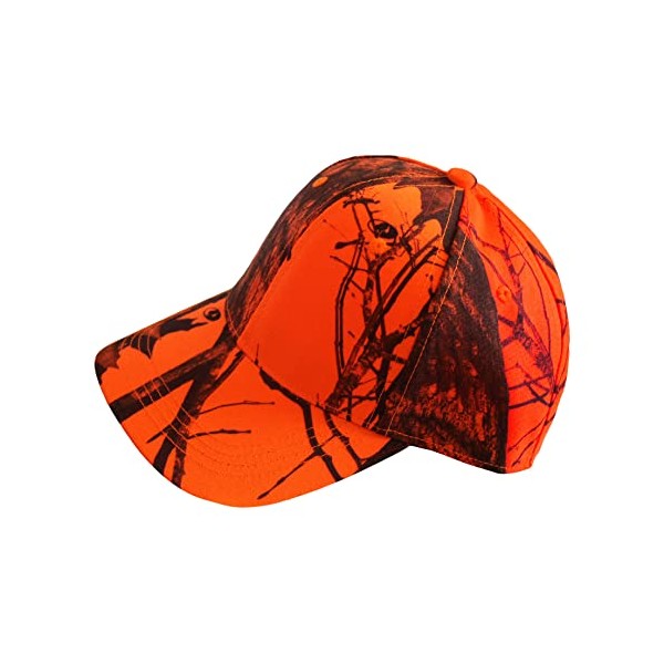 Mossy Oak Blaze Orange Camo Hat Cap Unisex Sweatband Structured 6 Panel High Crown for Men or Women