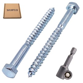 SKIR'CO (Pack of 50) DIN 571 Zinc Plated Steel Hex Wood Screws M5 x 60mm Screws Hex Head Key Screws (with Magnetic Hex Bit)