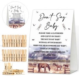 Don't Say Baby Baby Shower Game,for Gender Neutral Baby Shower Clothespin Game,Gender Reveal Games,Baby Shower Centerpiece,Cowboy Baby Shower Decorations,Baby Shower Sign,1 Sign & 50 Clothespins,3