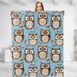 Aesthetic Owl Throw Blanket - Ultra Soft, Plush, Lightweight, Warm, Fuzzy Anti-Pilling Flannel Blanket for Couch, Bedroom, Travel, Sofa, Living Room 50in×60in