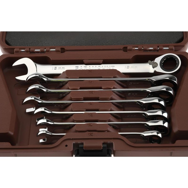 Paramount 7 Piece Metric Ratcheting Combination Wrench Set, 12 Points,