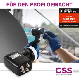 GSS Quad LNB for Digital Satellite Dish for 4 Subscriber Receiver 4-Way with LTE Filter Sat, Satellite, HD, 4K, 0.1 dB, Cold and Heat Resistant + Winding Aid