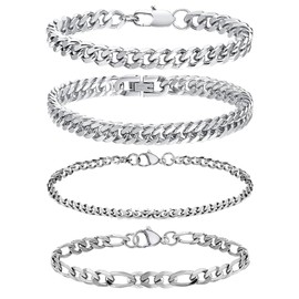 QJFHURB Men's Bracelet Stainless Steel Bracelet Men's Silver Bracelet Men's Jewellery Bracelet Men's Bracelet Men's Silver Men's Bracelet Men's Silver Men's Bracelet Stainless Steel Bracelet Men's