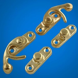 12 PCS XIAOBUU Horn Clasp Hook Vintage Buckle Hook Latch Hook Hasp with Screws for Wood Jewelry Box Decoration (Gold)