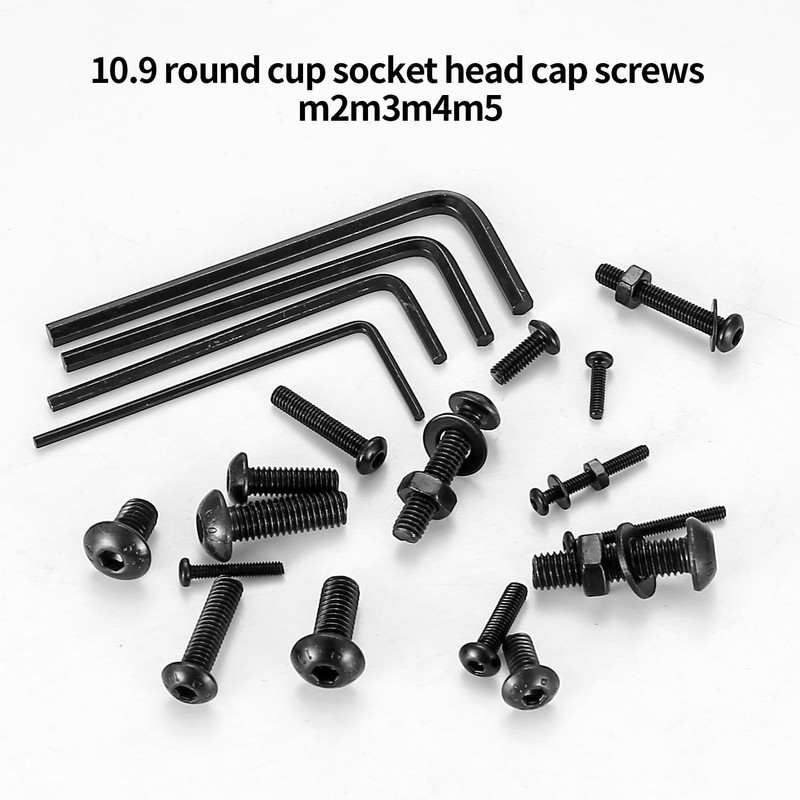 1414 Pieces M2 M3 M4 M5 Screws Set, Black Allen