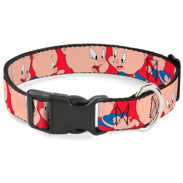 Dog Collar Plastic Clip Porky Pig Expressions Red 18 to