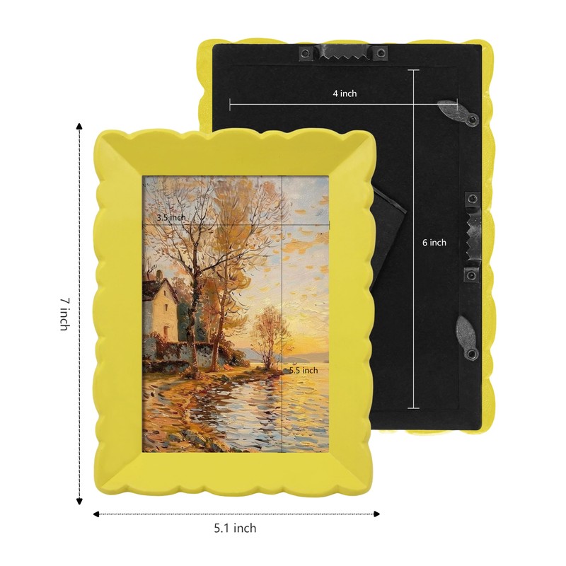 Yellow Picture Frame 4x6, Wall and Tabletop Display