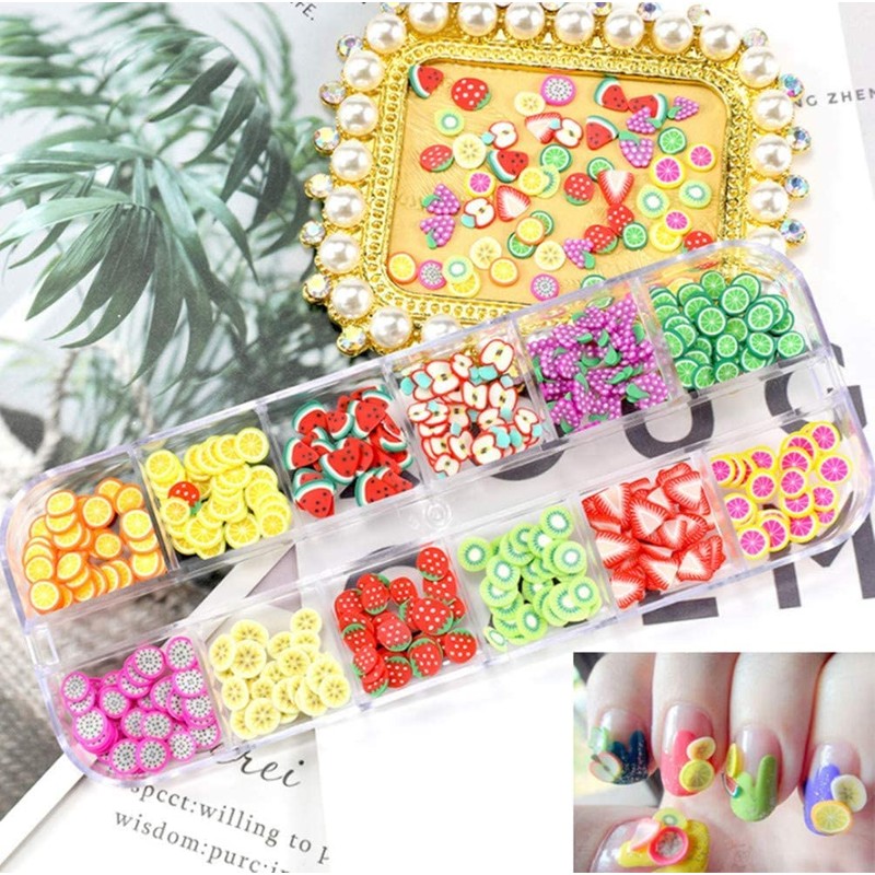 Set of 4 Nail Fruit Slices, Basicon Cute Fruit Polymer