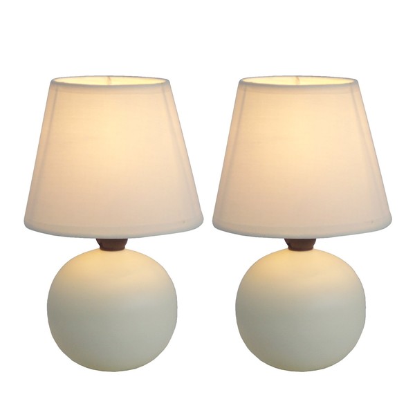 Simple Designs Home Mini Ceramic Globe Table Lamp, Off-White - LT2008-OFF-2PK