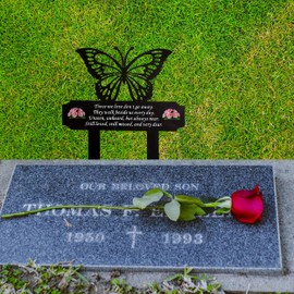 HOGIKUO Butterfly Memorial Stake for Grave Decoration, Grave Markers testing Time