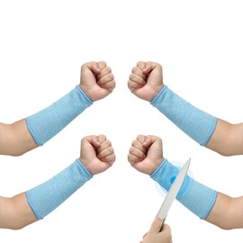 PATIKIL 8 Inch Cut Resistant Sleeve, 2 Pairs Arm Safety Protectors Sleeves Forearm Sleeve HPPE Level 5 Protection for Thin Skin and Bruising, XXS, Sky Blue