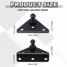uxcell 5.08mm Ball Stud Mounting Bracket, Steel Gas Strut Mount Universal Spring Lift Strut with L-Type and Flat-Type Mounts for Gas Shock Spring Strut Lift Support Prop,2 Set Black