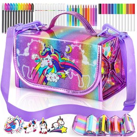 Hot Bee Unicorn Gifts for Girls 3 4 5 6 7 8 Years, Toy from 3 4 5 6 Years Girls, Felt Tip Pens Glitter Pens Girls, Craft Set Children