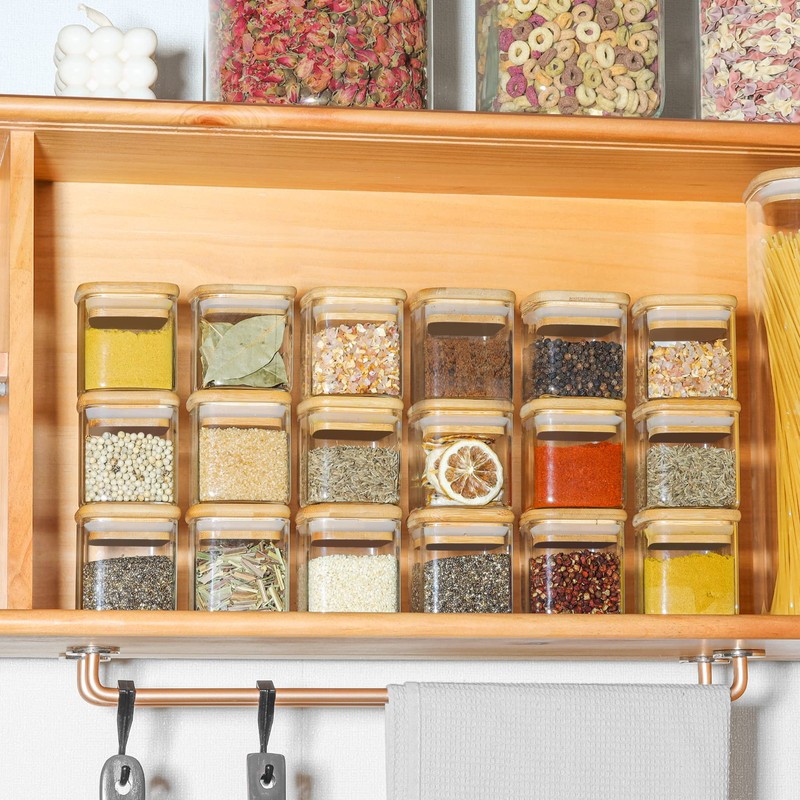 ComSaf 12Pcs Glass Spice Jars with Bamboo Lid, 4oz Airtight