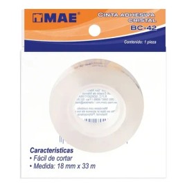 Cinta Adhesiva Cristal Transparente MAE de 1.8 cm x 33 m para Archivo                                                                                 