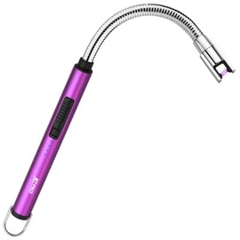 JETPRO - Encendedor eléctrico de arco recargable USB con cuello flexible de 360° para velas, barbacoas, camping (púrpura)