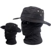 Black Tactical Boonie Hat and Balaclava Set Face Mask Head