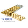 10PCS, 3/16", Titanium Twist Drill Bits