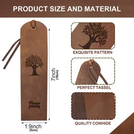MAYJOYDIY 4pcs Tree of Life Leather Bookmark Genuine Leather Page Markers 2×7inch Forever Growing Text Classic Bookmark Cowhide Bookworms for Christma Gift Men Women Writers Relatives and Friends
