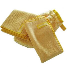 Jemako Set of 3 Yellow Professional Cloth (40 x 45 cm) + Drying Cloth (45 x 60 cm) + Cleaning Glove