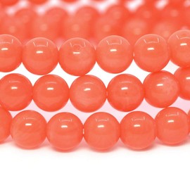 Justinstones Dyed Orangered Coral Gemstone 6mm Round Beads Stretch Bracelet 6.5 Inch