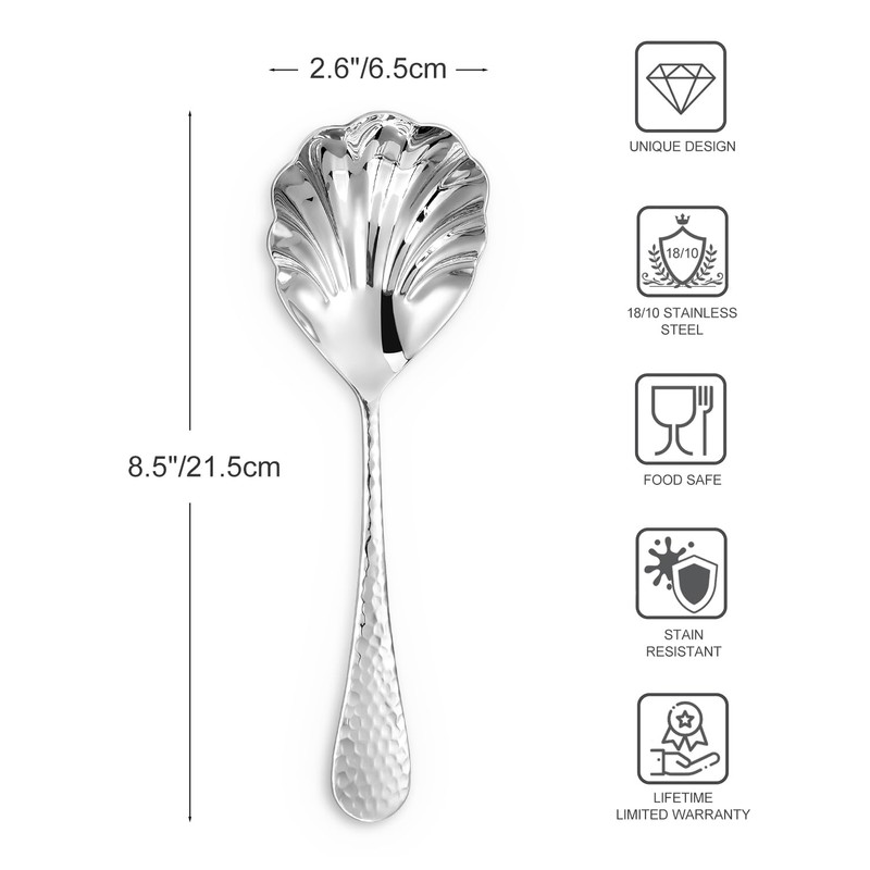 KEAWELL Premium 8.5" Hammered Vegetable Spoon – 18/10 Stainless Steel