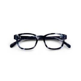 eyebobs - Biff | Premium Reading Glasses for Men and Women | Square Frame for Narrow Faces, Blueberry Tortoise, 4.00