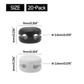 Joyangy 20-Pack Earphone Cable Sliders - Y Splitter Clips for 2mm Round Wire Headphones (L/R Adjustable DIY Organizers)