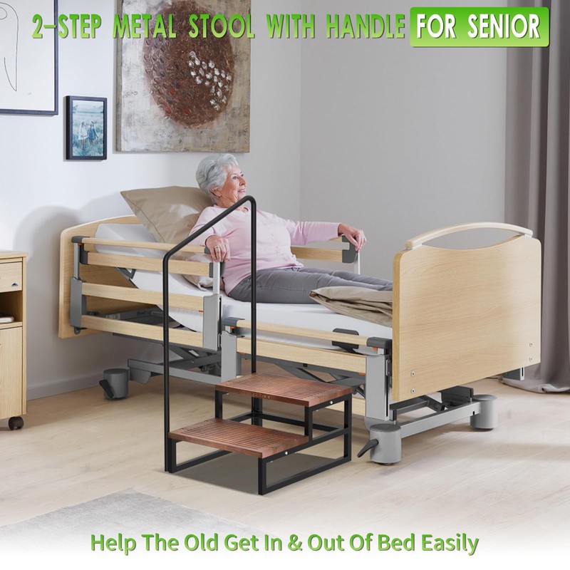 Two steps stool with handle, Steps to high bed and