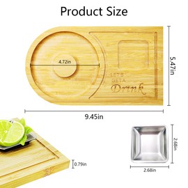 Yiqianhome Margarita Salt Rimmer Set -Bartender Tool for Cocktail and Margarita for Wide Glasses up to 4.7 Inches with Stainless Steel Bowl Bamboo Wood Glass Rimmer Sugar and Salt Rimmer