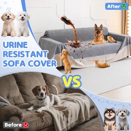 100% Double-Sided Waterproof Dog Sofa Cover - Anti-Slip, Leakproof Couch Cover, Pet-Friendly Couch Protectors for Puppy, Large Dog, Kids and Pets 134"X91"