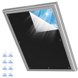 Roof Window Roller Blind, Blackout Thermal Sun Protection, Silver Coating, Blackout Roller Blind, No Drilling Required, for the Office / Study (P08 and 408-76 x 115 cm)