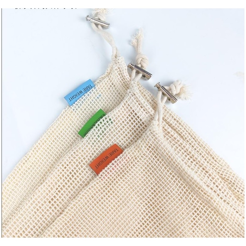 ZONADA Set of 9 Biodegradable Cotton Fruit & Veggie Mesh