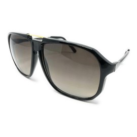 Adult Size 70's Style Plastic Aviator Sunglasses (Keyhole Black, Smoke Gradient)