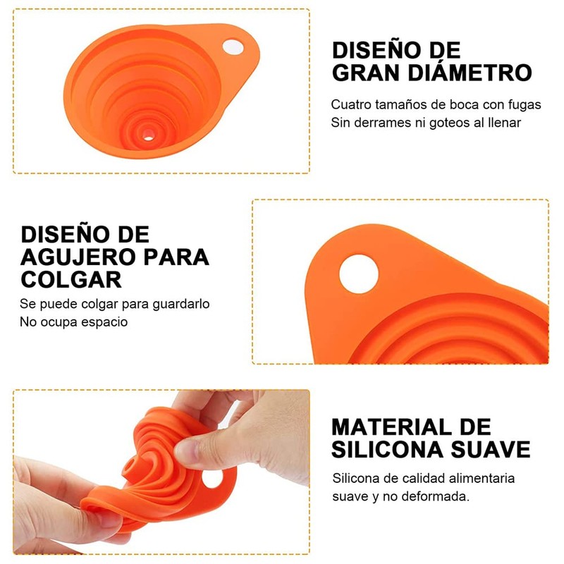 Silicona de Grado Alimenticio de Cocina,Embudo Almacenamiento Suspendido Con Pequeños