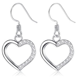 JeweBella 925 Sterling Silver Dangle Earrings for Women Heart Star Drop Dangling Earrings with Zirconia Hypoallergenic Dangly Earrings for Women Girls Birthday Anniversary Christmas Jewellery Gift