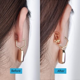 DCRSLB Earring Backs for Droopy Ears, Druable Button Shape Locking Earings Lifter Backings for Heavy Earrings Large Ear Support Backers for Studs Backstop, 18K Gold