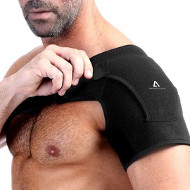 Anoopsyche Adjustable Neoprene Shoulder Pain Support Bandage Sports Injuries Arthritic Shoulders Left/Right for Men/Women (Bronze)